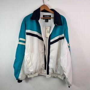 Vintage Catalina Warm Ups Colorblock Windbreaker Jacket Deadstock Large 90s